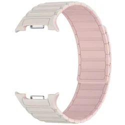 Premium Silicone Sports Magnetic Bracelet Strap - Seamless Fit Accessories - Watch 8 Classic 46mm (Starlight sandP)