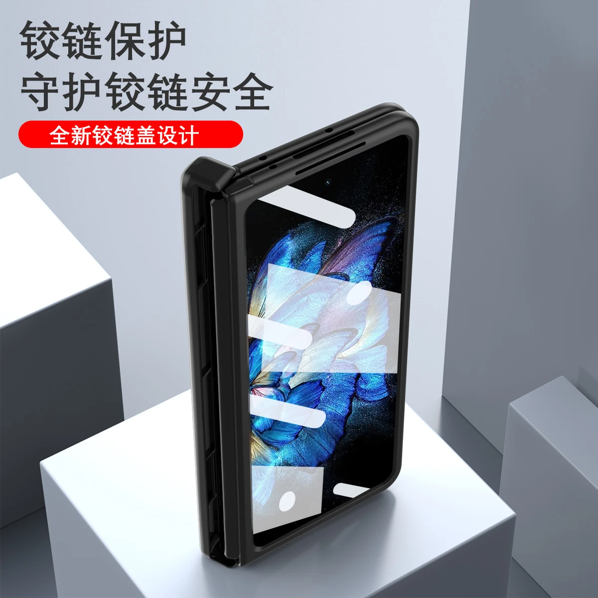 Magnetic Hinge Folding Case For VIVO X Fold High-end Business Nappa Stripe Holster For VIVO X Fold With Hidden Bracket