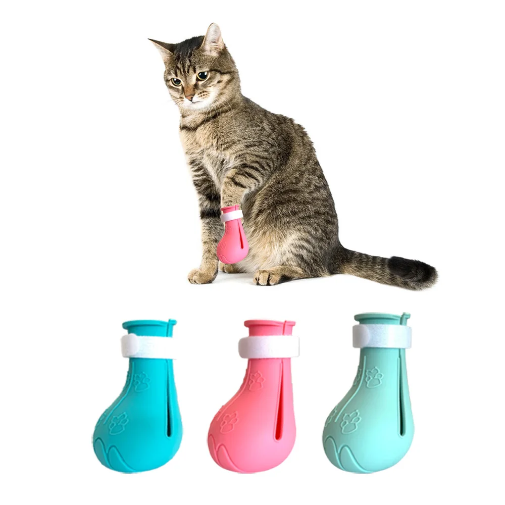 Cat Paw Protector Boots Adjustable Anti-Scratch 1 Set of 4 for GroomingBathing cat shoes