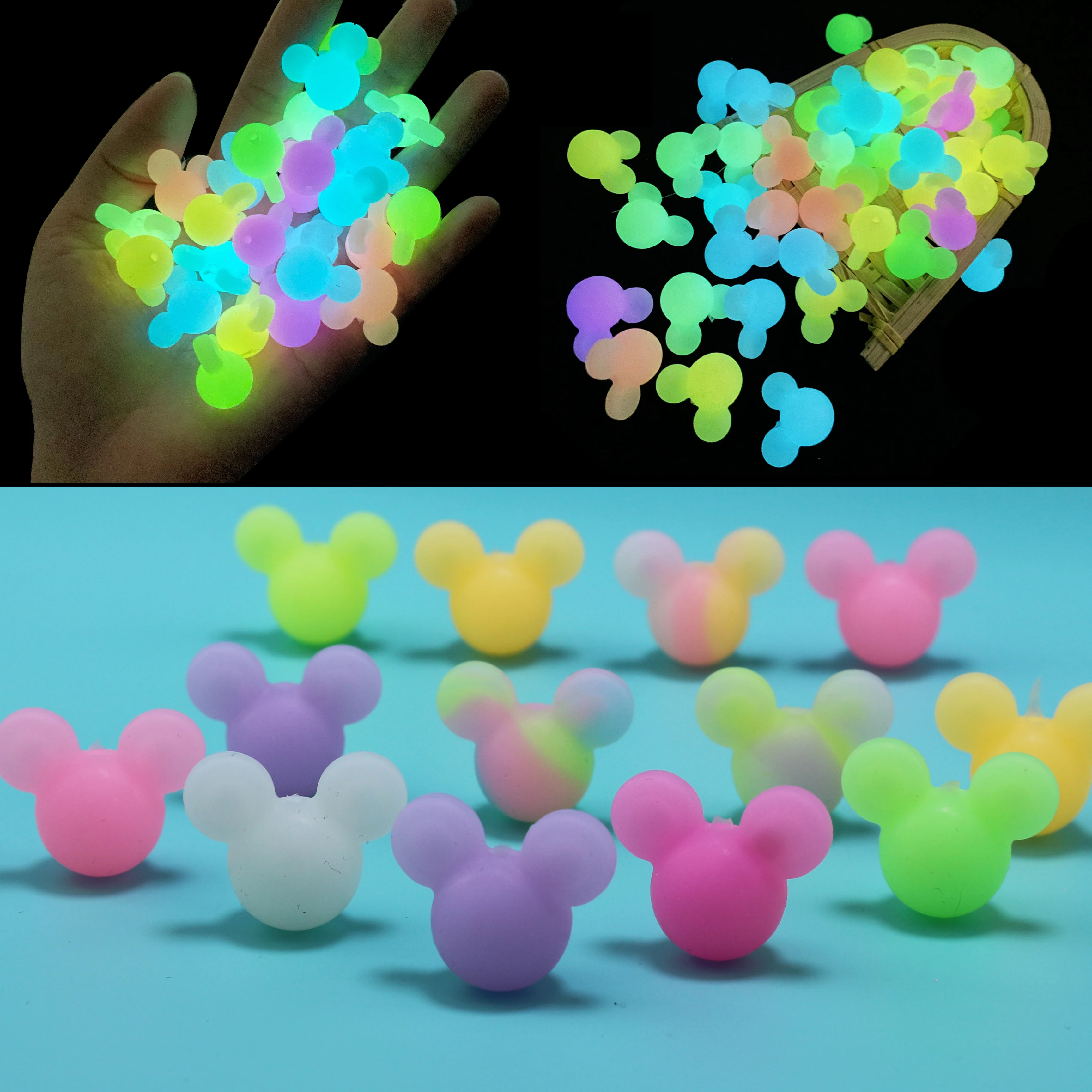 

100pcs Luminous Silicone Beads Baby Teething Toy Safe Food Grade DIY 12mm 15mm 20mm Round Beads Glow In The Dark
