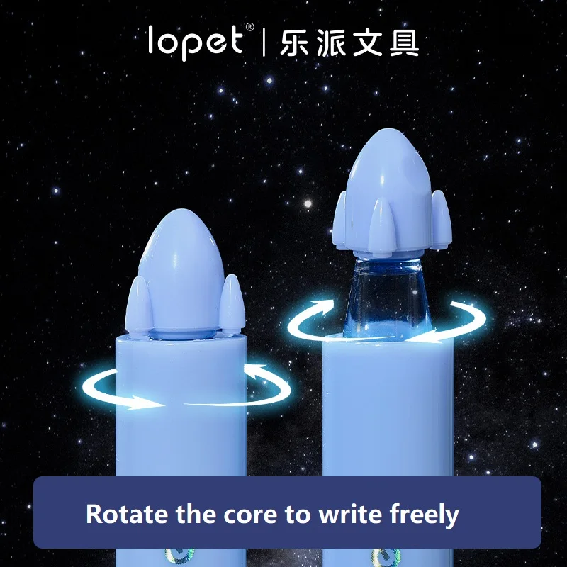 Lopet Rocket Galaxy Twist Gel Pen,1/2pen Creative Rotating Core Signing stylo Quick Drying ST Head Stationery For school, office 3