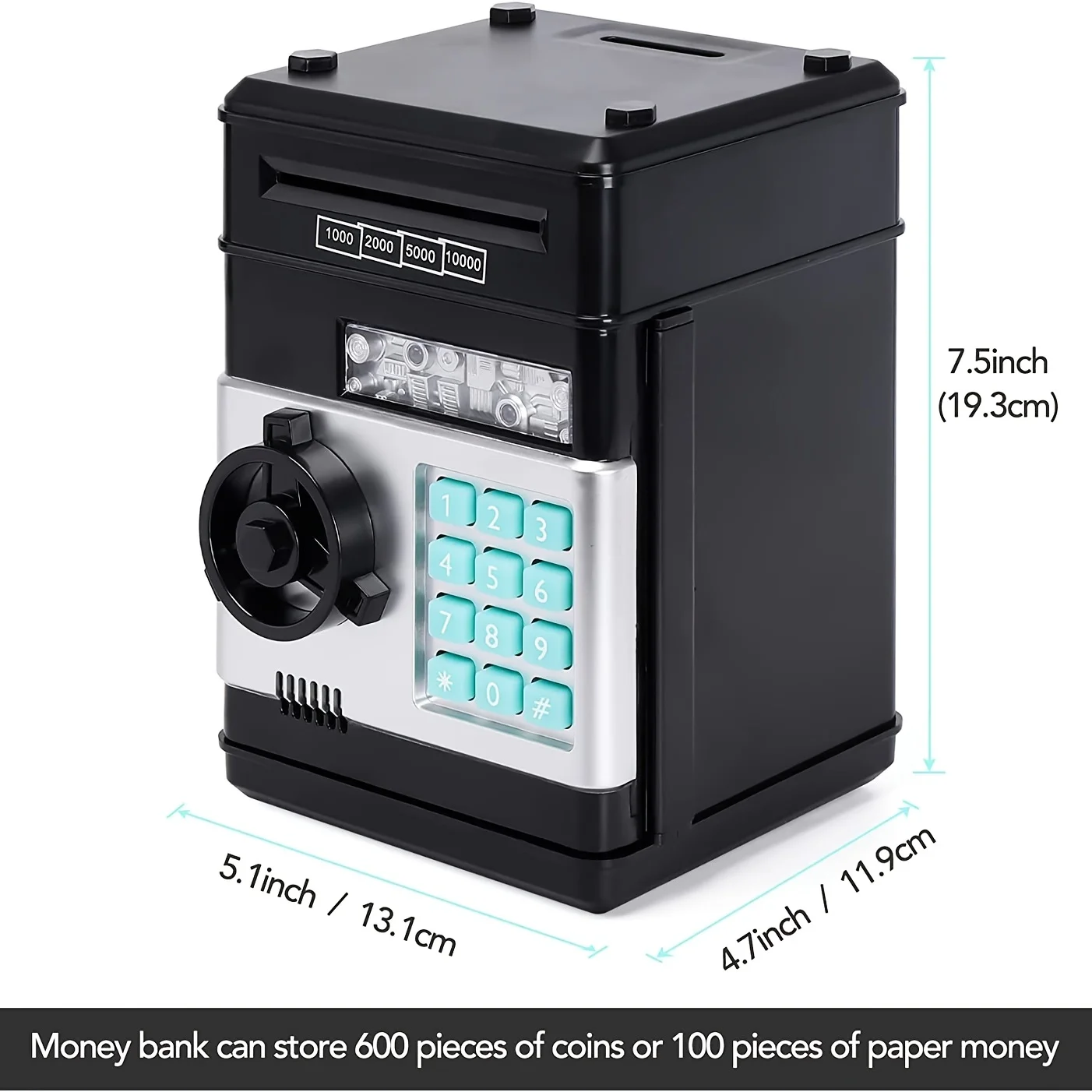 Boys and girls piggy bank, electronic coin piggy bank with password protection, ATM bank note scroll deposit box