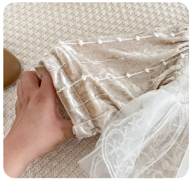 Koreanische Baby Mädchen Prinzessin Spitze Strampler Neugeborenen Lange Ärmeln Baumwolle Overall Mädchen Verdickt Bodys 0-24M Kinder Kleidung – Detail 7