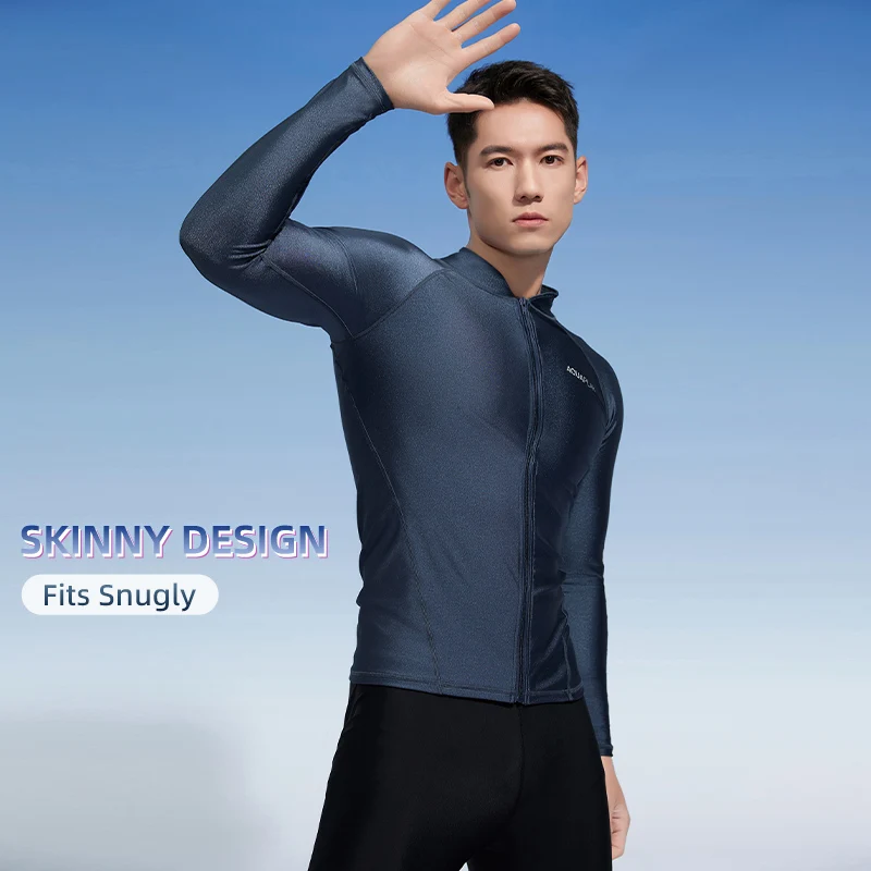 AquaPlay Men&lsquo;s Rash Guard Surfing Diving Swimwear Full Zipper Long Sleeve Suit Swimming Surf Clothing Outdoor Sport Fitness