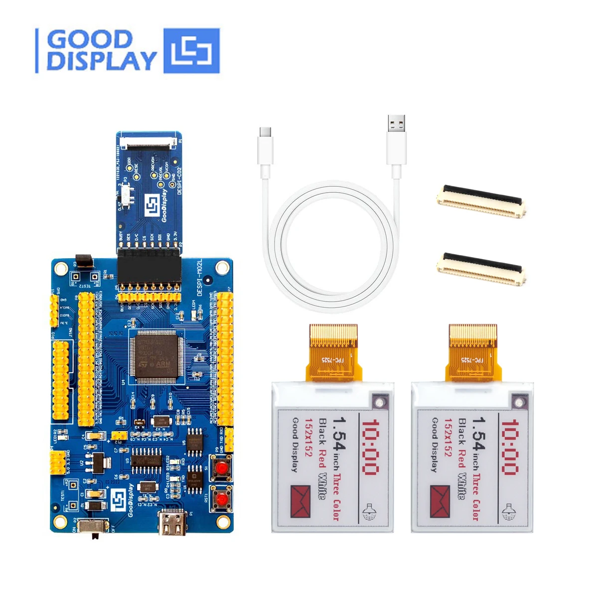 stm32-e-ink-154-inch-spi-epaper-small-color-2pcs-gdem0154z91-with-stm32-demo-kit-despi-l-c02