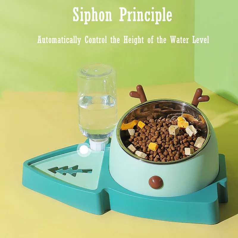 

Automatic Cat Bowl Cat Feeders 2 in 1 Pet Bowl with Water Feeder for Puppy and kitten Anti-tipping Pet Rice Bowl Pet Supplies