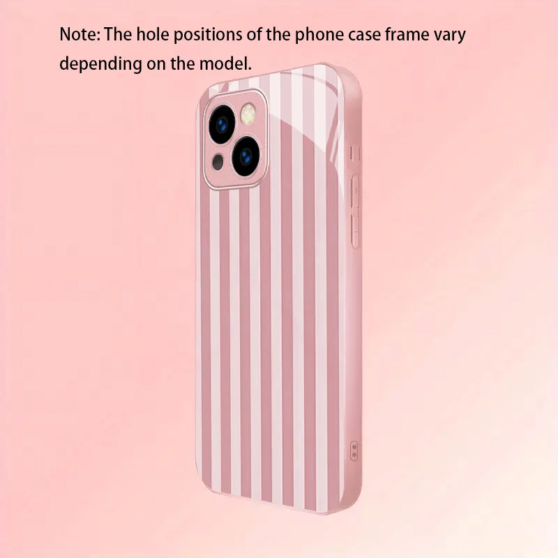 Pink Stripes Tempered Glass Phone Case
