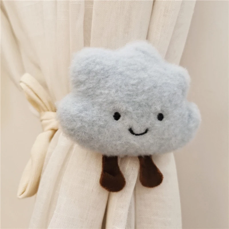 Window Curtain Kids Room Cute Cloud Bear Strap Window Curtain with Cartoon Doll Curtains Decorative Shape Curtain Buckle Clip for Girl Heart
