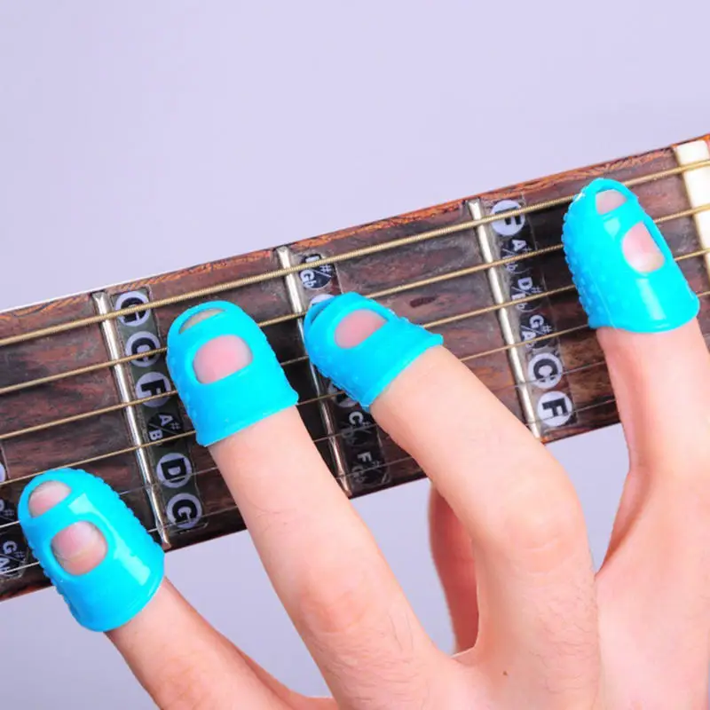 15Pcs 기타 Zither Thumb Pick Finger Sleeve 접합 스레드를위한 손가락 보호 실습 탄성 우쿨렐레 핑거 슬리브
