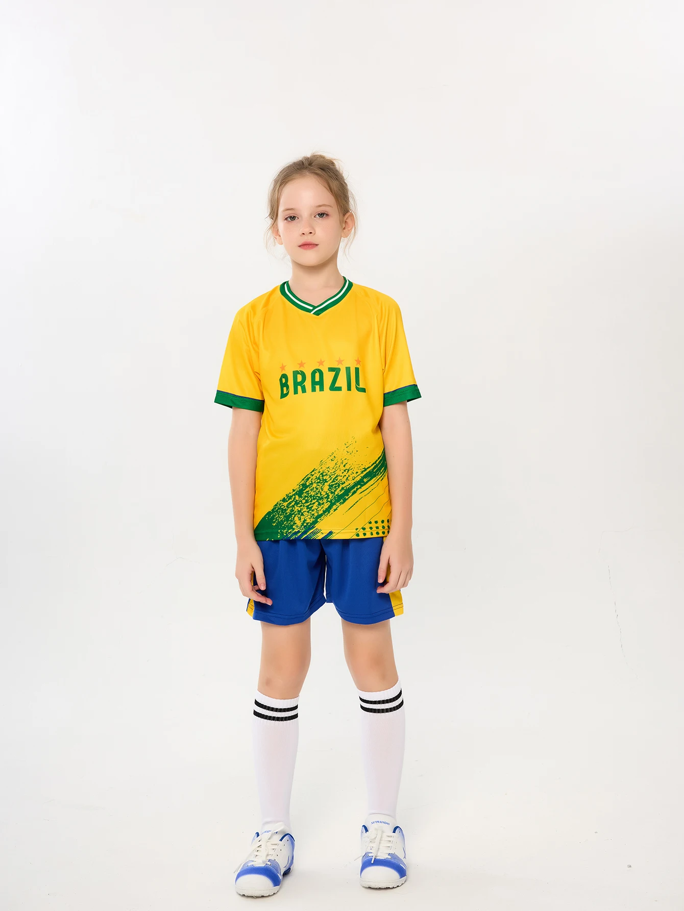 Suruida Brazil Soccer Jerseys NEW 24/25 Children's clothing suit Boy and Girl Football wear Quick-Drying Brasil Training Suit