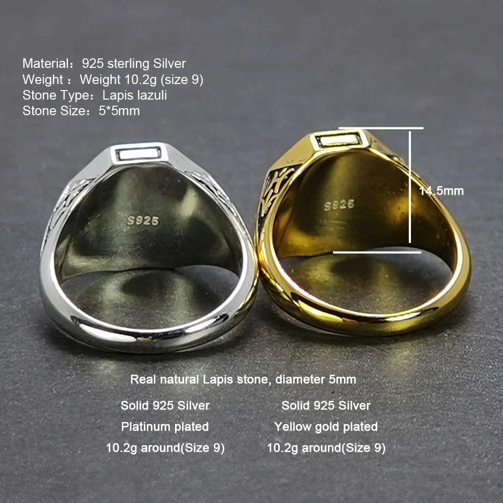 The Originals 925 Sterling Silver Vampire Rings With Natural Lapis Lazuli Stone Damon Stefan's Elija Klaus Rebeka Mikaelson silver ring silver rings gemstone ring natural stone ring