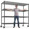 Storage Shelves 75.6" H Wire Shelving Unit with Wheels 2500LBS Heavy Duty Metal Shelves for Storage Adjustable 1