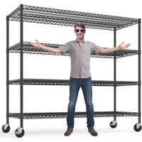 Storage Shelves 75.6" H Wire Shelving Unit with Wheels 2500LBS Heavy Duty Metal Shelves for Storage Adjustable 1