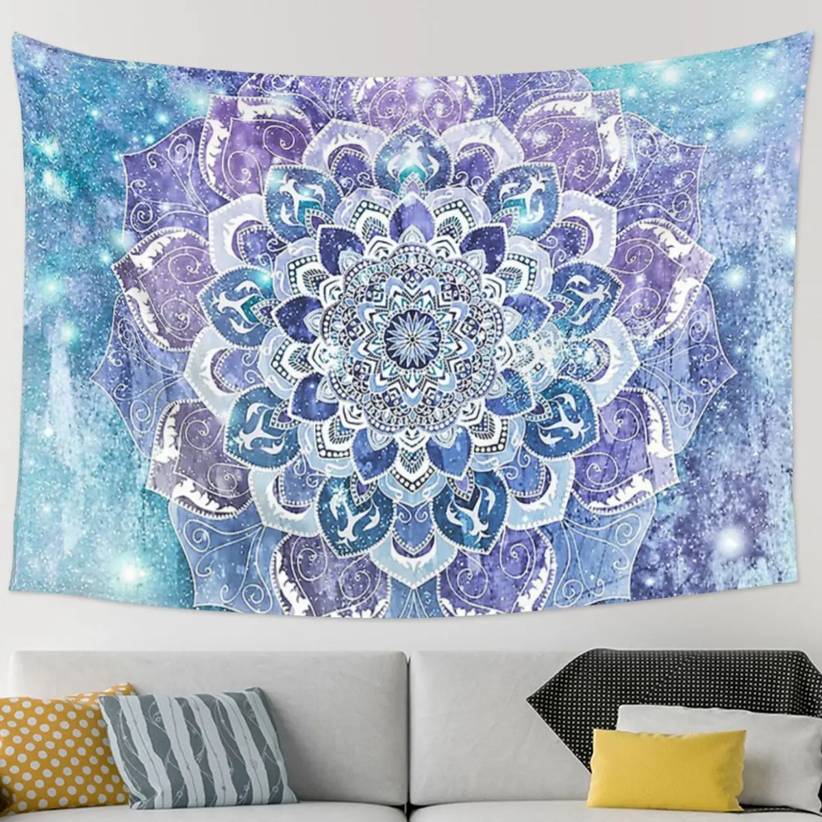 

Free Your Mind Mandala In Blue Tapestry Hippie Wall Hanging Aesthetic Home Decor Tapestries for Living Room Bedroom Dorm Room