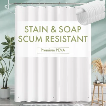 Waterproof Shower Curtain Liner with Magnets & Metal Grommets, Plastic Mildew Resistant Bathroom Curtain for Bathtub Bath 1