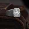 2022 NEW Simple  Retro Square Skull&Masonic Ring For Man Women Engrave Logo Or Name Classic Anels Punk Rock Design Accessories 1