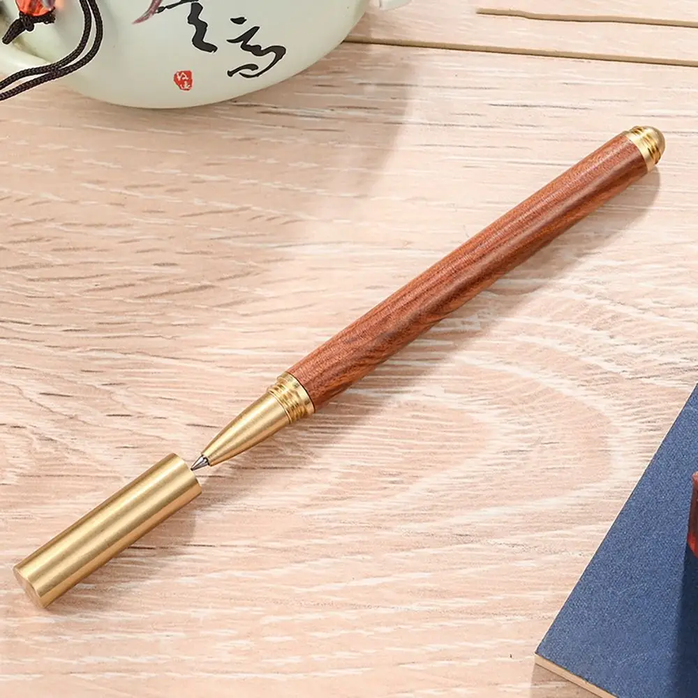 Creative Wood Body Ballpoint Pen Business Brass Fountain Pen Students Gift Neutral Pen School Office Supplies