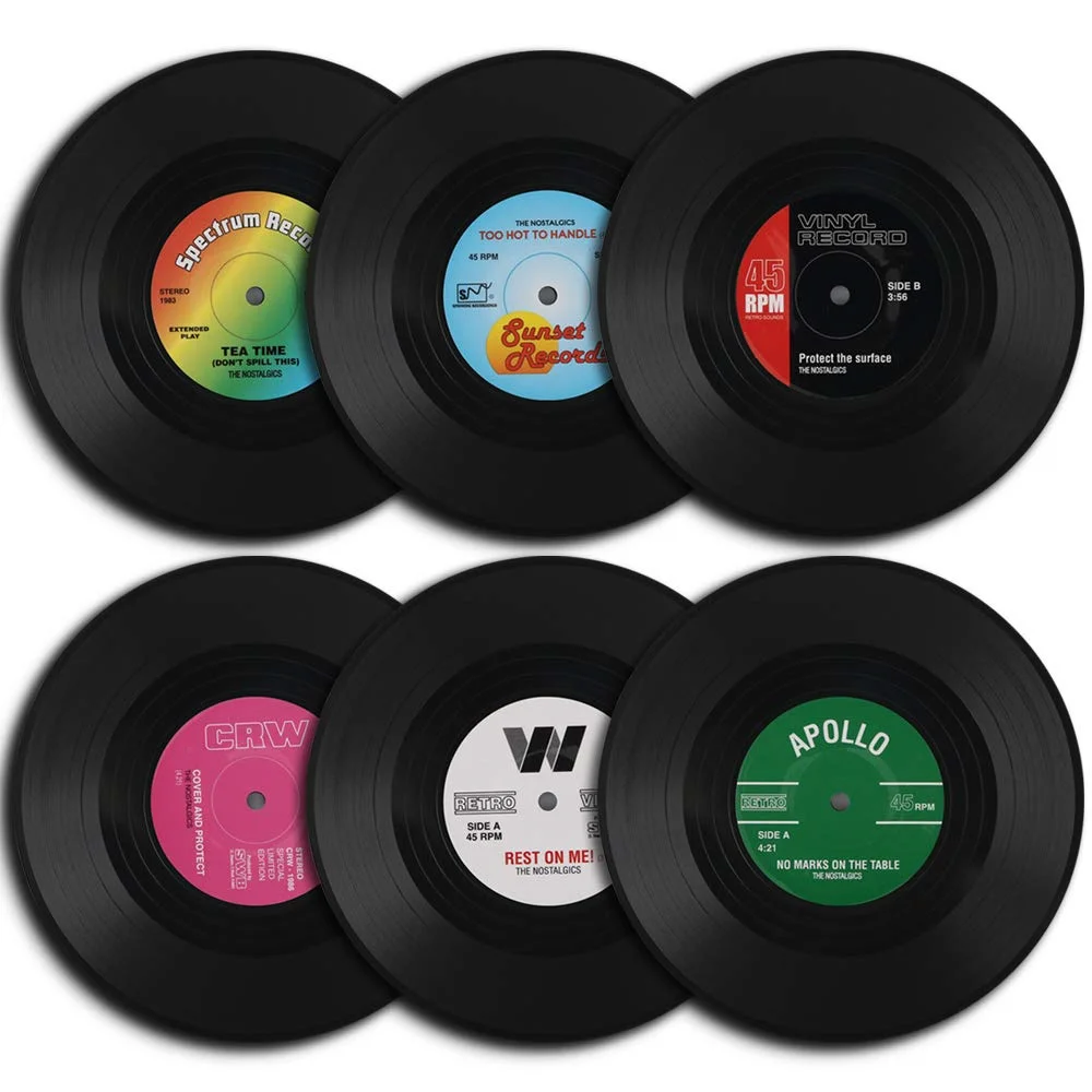 Set-of-6-Colorful-Retro-Vinyl-Record-Disk-Coasters-for-Drinks-Vinyl ...