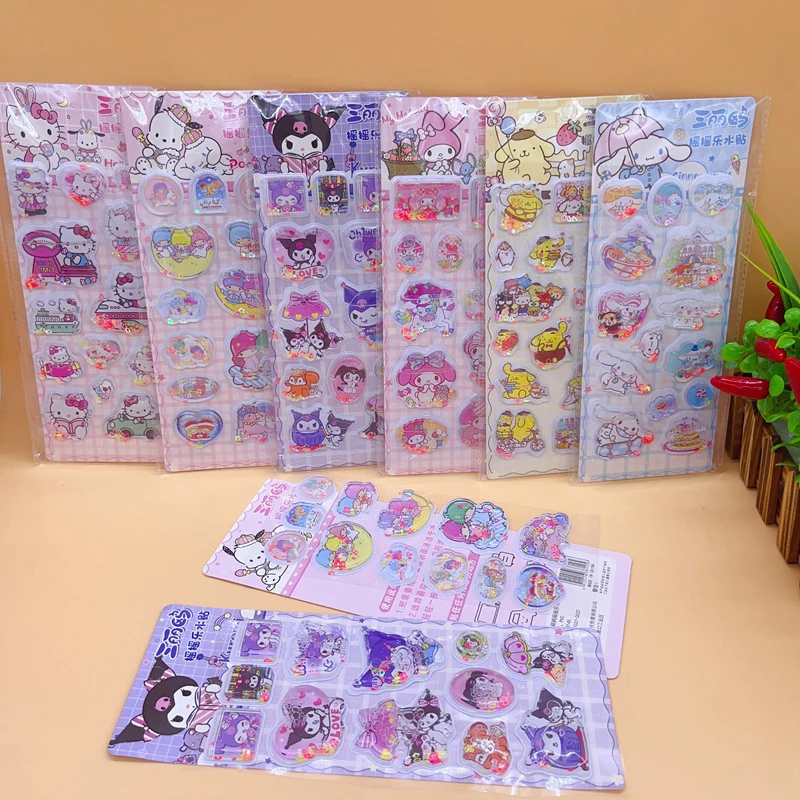 

Sanrio 3D наклейка для впрыска воды, кошка Kulomi KT, наклейка для рисования, Студенческая женщина, декоративные подарочные игрушки