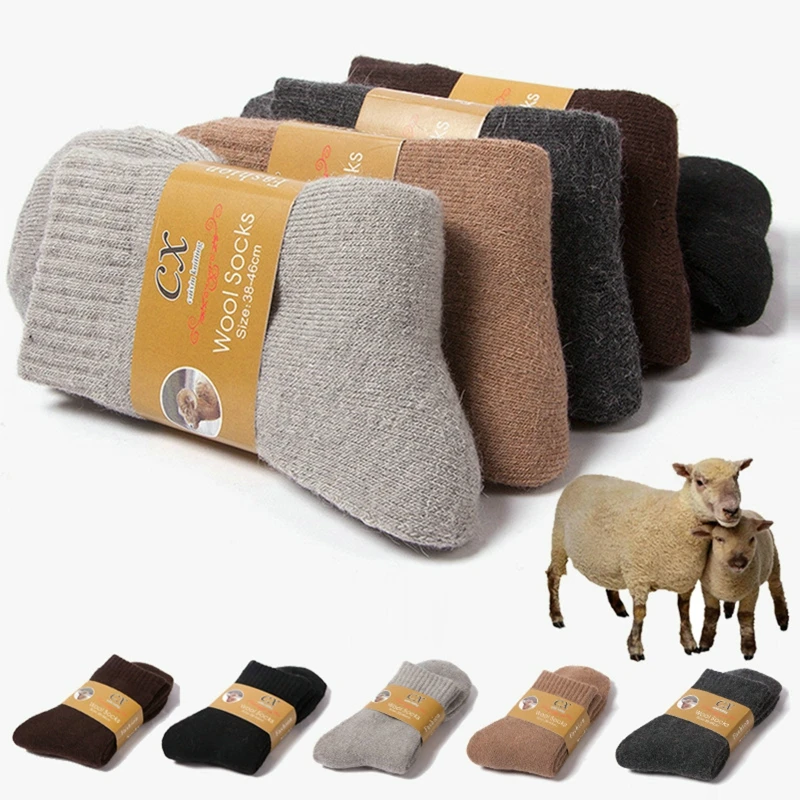 1 Pairs Winter Warm Women Socks Merino Wool Men Super Thicker Solid Against Cold Thermal Plush Thick Snow Terry Socks 2