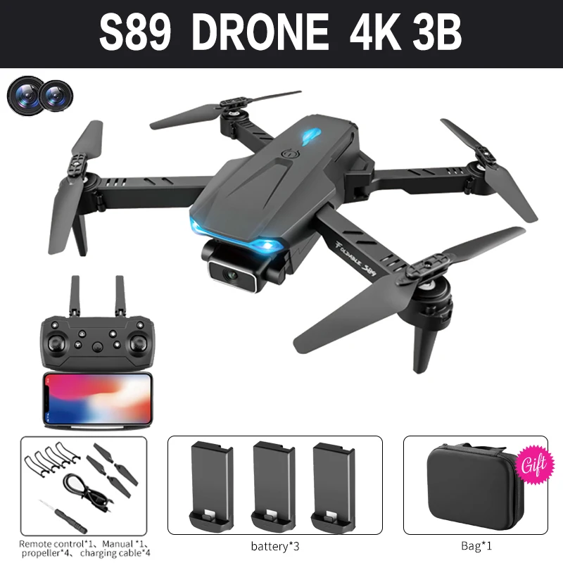 Квадрокоптер S89 pro 4k Профессиональный с HD-камерой Wi-Fi Fpv |