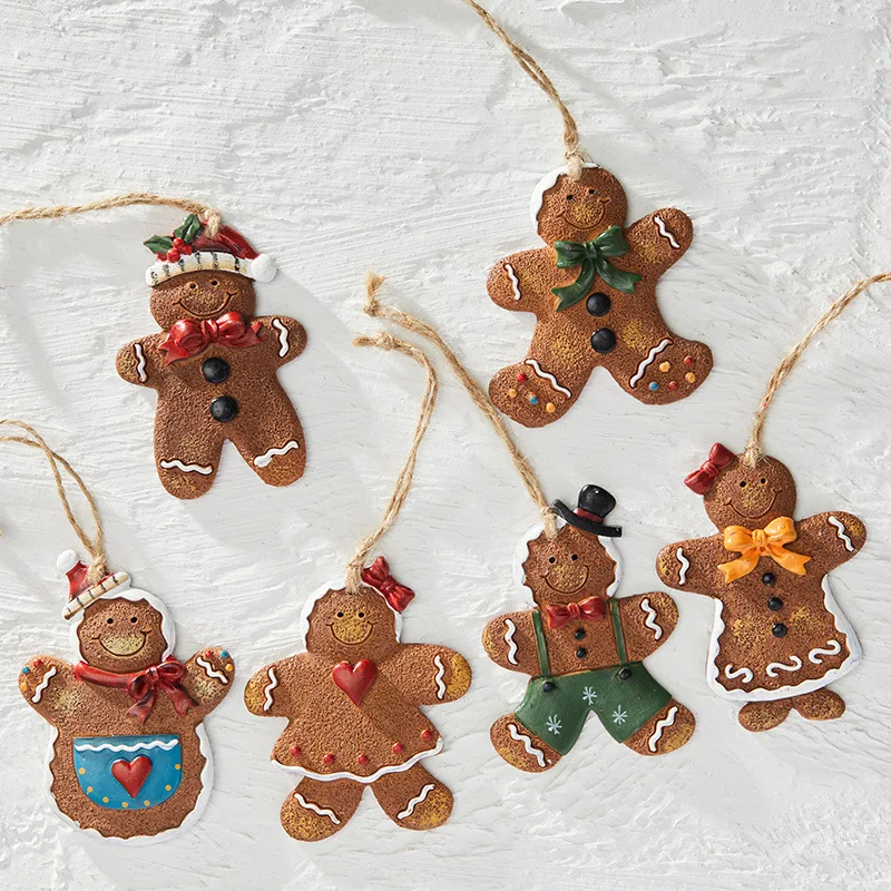 

Cartoon Gingerbread Man Christmas Pendant Christmas Tree Ornament Resin Pendant Simulation Cookie Man Pendant navidad
