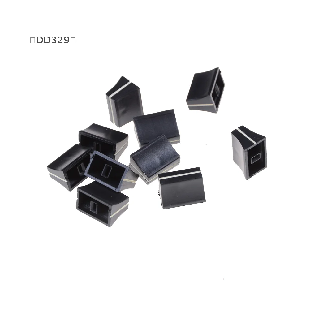 〔DD329〕10 Pcs Black Slide Potentiometer Mixer Fader Knob 19mmLx12mmW For 4mm Shaft