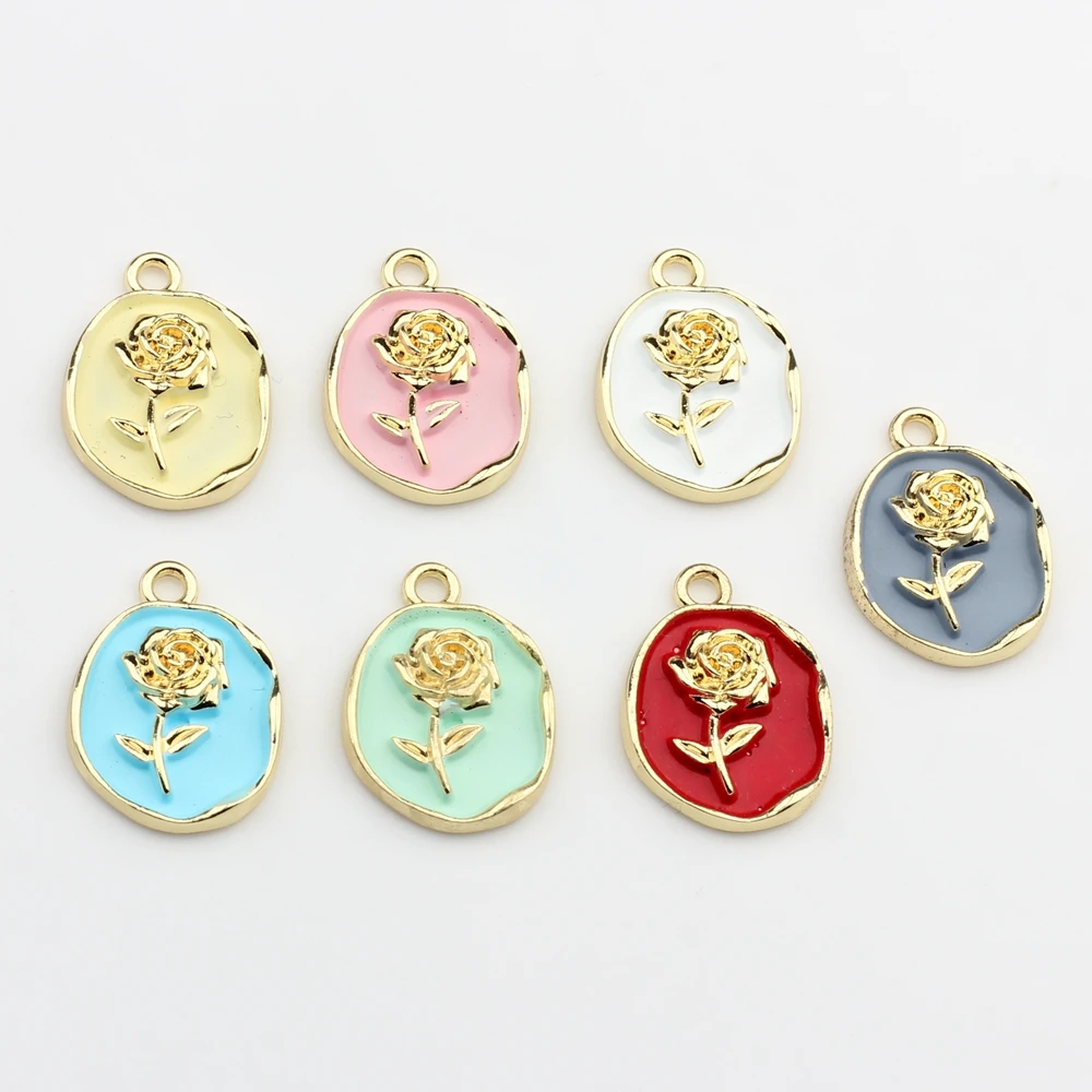 小さな香りのスタイル合金形の愛のペンダント Diy アクセサリーイヤリングネックレスブレスレット素材 亜鉛合金チャームペンダントローズフラワーコインチャーム  10 ピース/ロット DIY ジュエリー作成用アクセサリー - AliExpress