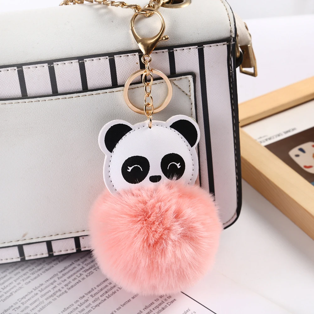 Cute Plush Pompom Unicorn Keychain Round Ball Pom Pom Faux Rabbit Fur Key  Chain Trinket Car Bag Bell Key Ring Gift Porte Clef - AliExpress