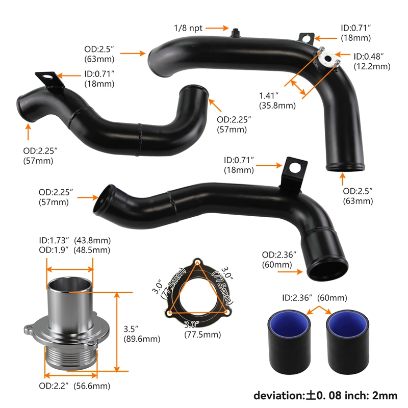 Ladeluftkühler Ladung Rohr Kit Fit Für Audi A3/S3 VW Golf GTI R