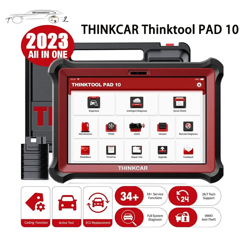THINKCAR ThinkTool 패드 10 OBD2 스캐너, Thinktool 마스터 진단 도구, 34 개 이상 리셋 서비스, ADAS 교정 TPMS 프로그래밍 도구