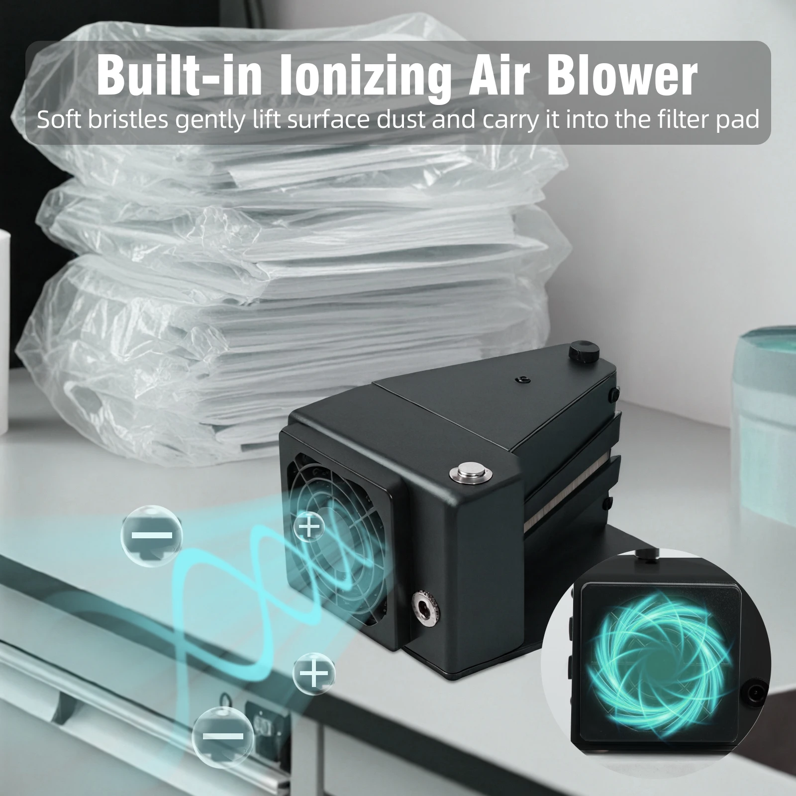 블랙 전문가용 전기 필름 정전기 방지 먼지 제거기 조절 가능한 브러시 압력 다크룸 사진 클리너 120 135 4X5 필름용