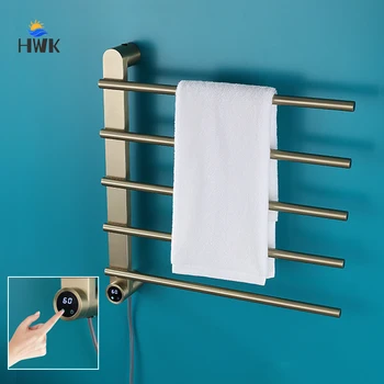 ราวแขวนผ้าเช็ดตัวแบบไฟฟ้า สแตนเลส สีทอง/ดำขัดเงา พร้อมระบบทำความร้อนแบบสัมผัส อบแห้งเร็ว 1