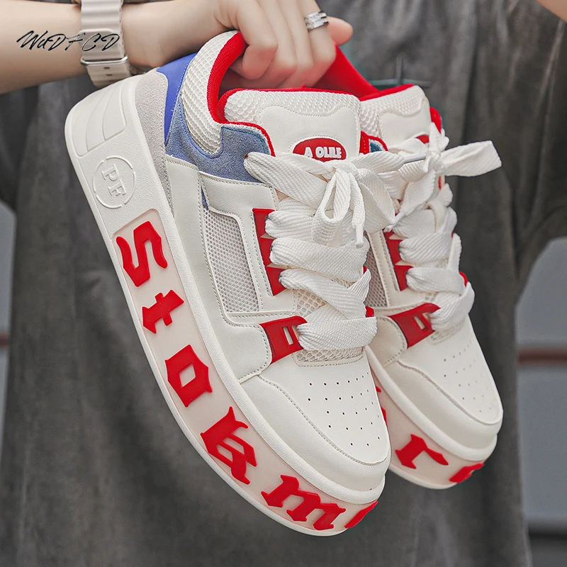 Sneakers Casual uomo Designer scarpe bianche moda microfibra