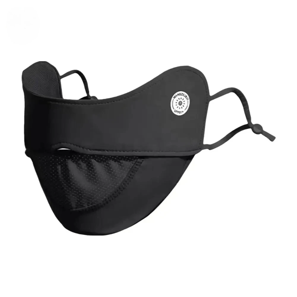 Women Ice Silk Mask Thin Breathable Mesh Face Cover Summer Outdoor Sunscreen Mask Adjustable Anti-UV Cycling Running Sport Mask