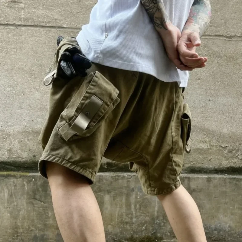 

Wasteland Style Techwear Casual men's Cargo Shorts With Baggy mid-waist Pockets For Summer Wear