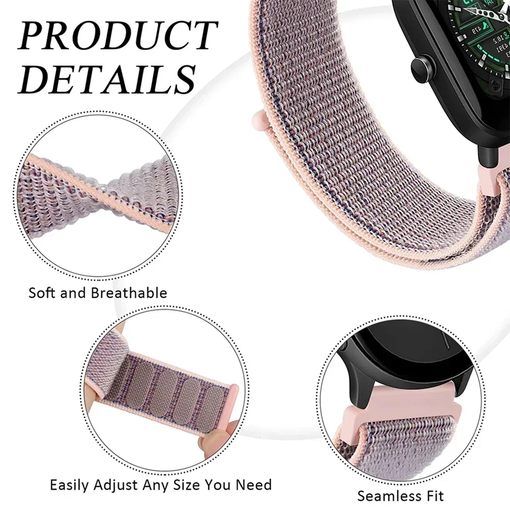 Nylon Loop Band Strap - Adjustable Watch Bracelet, 20mm/22mm