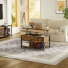 40" Lift Top Coffee Table ，4 in 1 Convertible Dining Table with Hidden Compartment Home Office, Rustic Brown 5