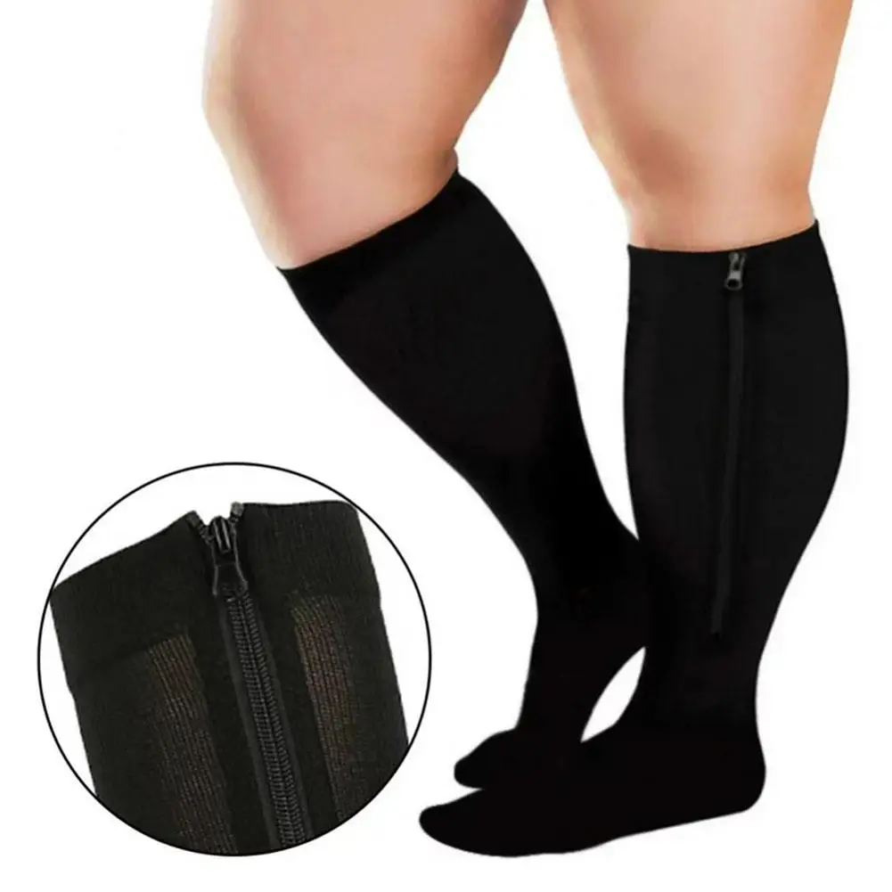 

Compression Zipper Stockings Sports Pressure Socks Stretchy Compression Anti-Fatigue Men Socks Women Elasticity Knee High H O1F0