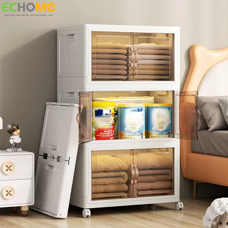 

Foldable Transparent Storage Box Clothes Quilt Storage Boxes Toy Cabinet Large Capacity Plastic Storage Cabinet Home Organizer