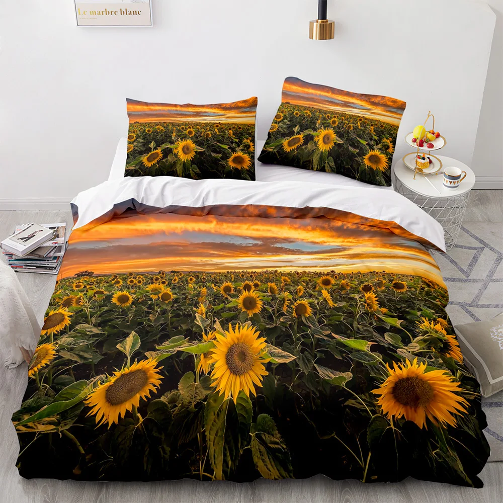 

Sunflower Sunset 3d Comforter Bedding Set Queen Size Duvet Cover Pillowcase Bed Linen Full Size Bed Set Dropship Harajuku Y2K