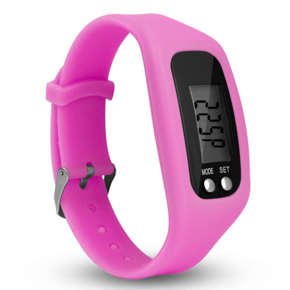 Stylish LCD Fitness Tracker Wrist Band Pink