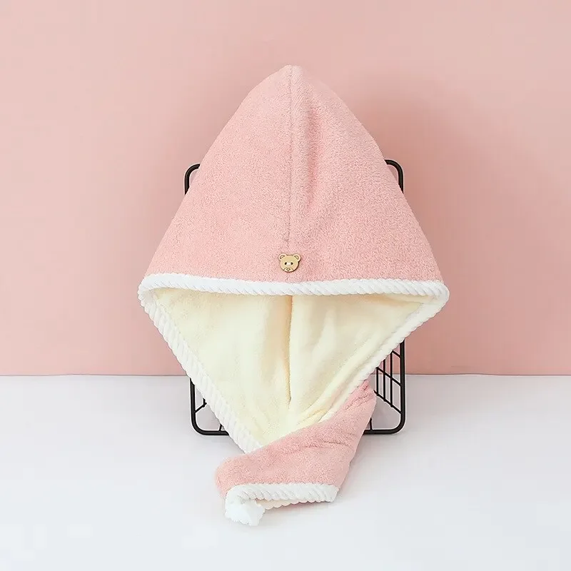 Double Thick Dry Hair Towel Double Sides Use Dry Hair Cap Multi-color Strong Absorbent Rippled Edge Thick Quick Drying Bath Hat Best Sellers In Beauty & Health