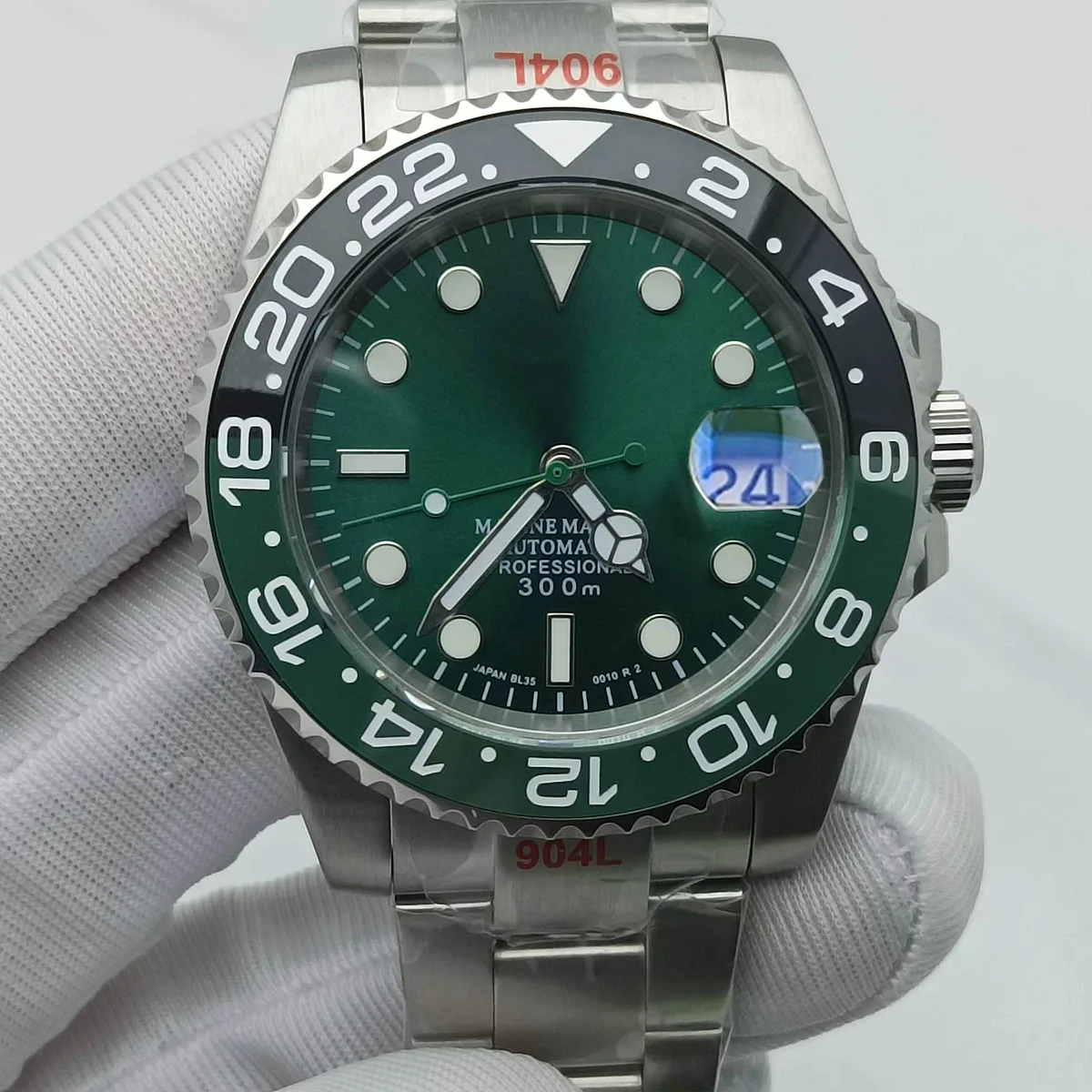 

NH35 Case 40mm Men's Watch Green Glowing Stainless Steel Mechanical Watch Installation NH35 Movement Waterproof Watch 2