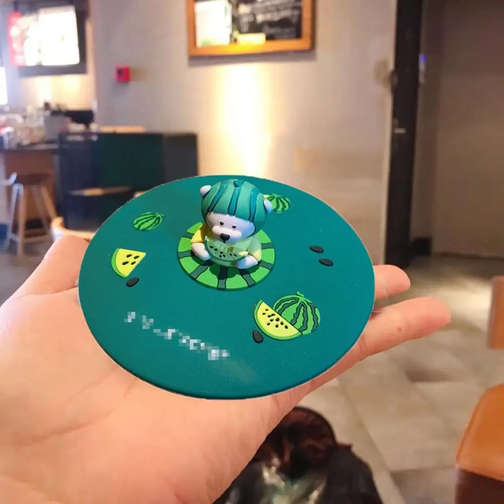 

3D Silicone Cup Lid Cartoon Bear Leak Proof Food Grade Material Cover Universal Replacement Mug Lid Coffee Cup