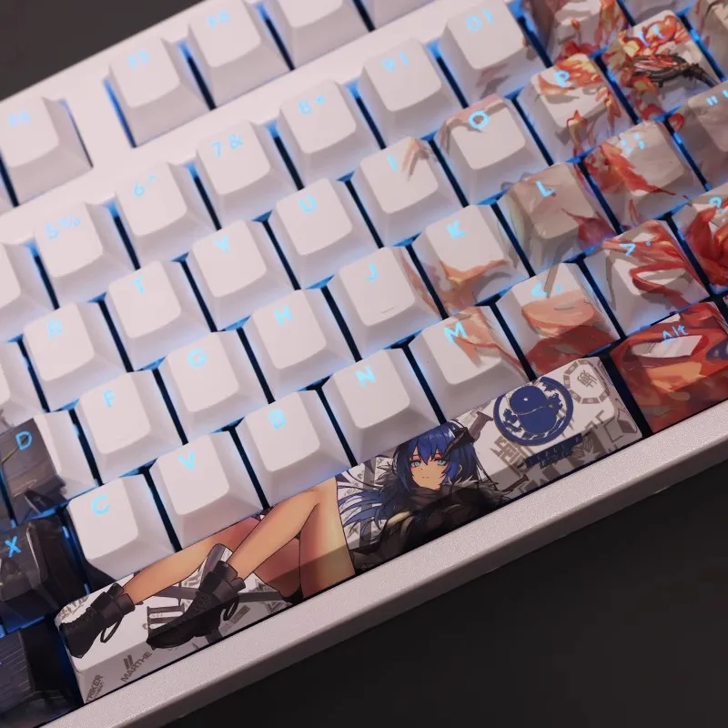 Teclado Arknights Mostima Backlit Anime Gaming Key Caps para Ansi 61 87 104 108 Teclas Grupo Layout de Pbt Teclados - Imagem 6