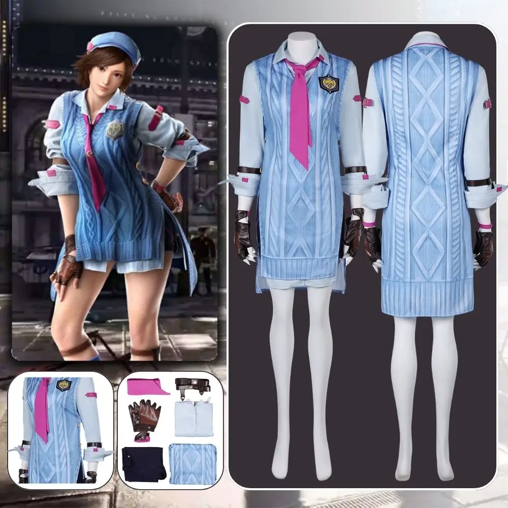 

Tekken 8 Asuka Kazama Cosplay Fantasia Costume Disguise for Adult Women Dress Shorts Tie Outfit Halloween Carnival Party Clothes
