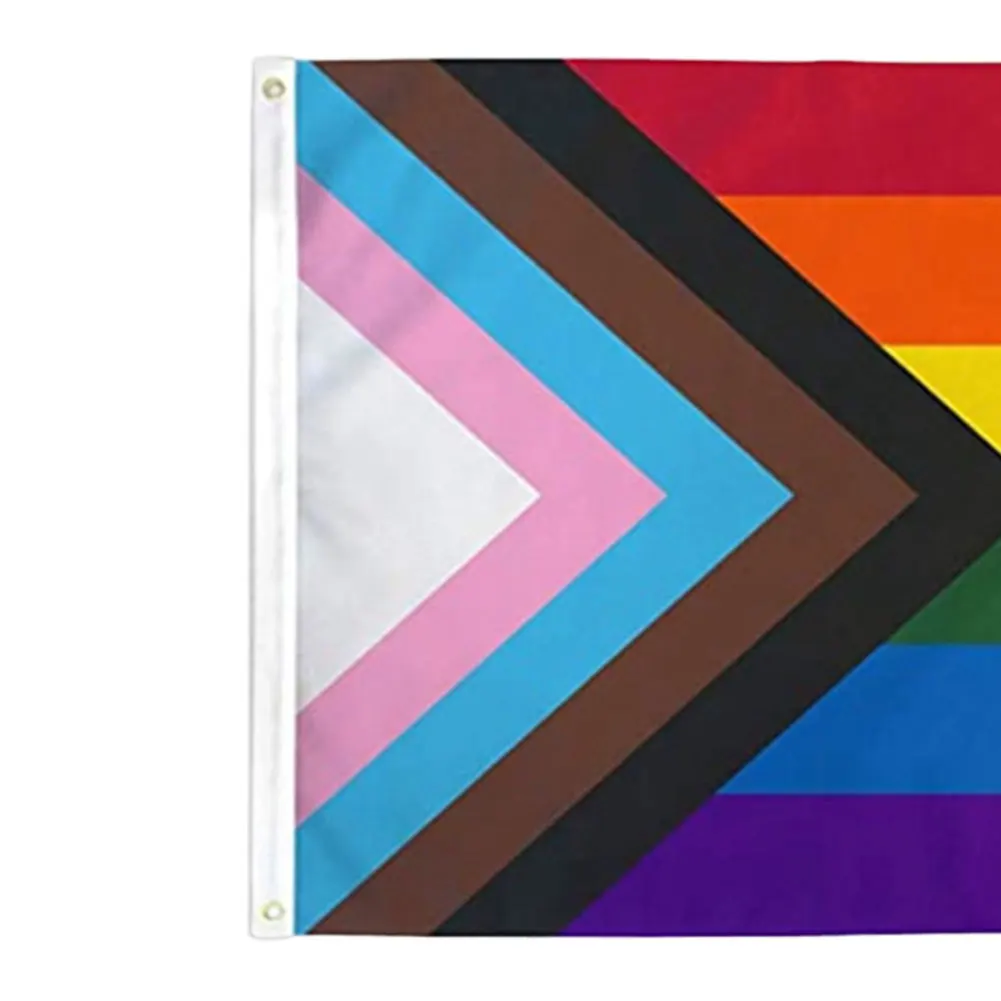90x150cm Rainbow Flag LGBTQ+ Outdoor Pride Flag Colorful Hanging Flag Banner for Intersex Community Intersex Progress Bisexual 6