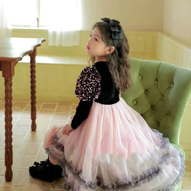 

Girls' Dress Tulle Skirt Princess Dress 2023 Autumn New Children's Clothing