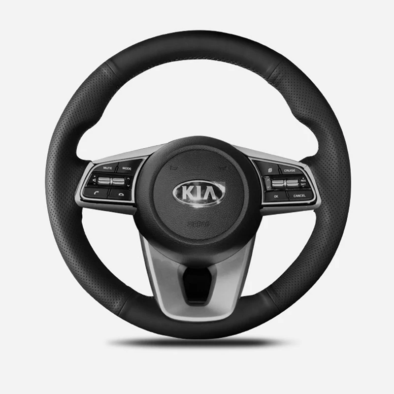

DIY Customized Hand Sewing Braid Car Steering Wheel Cover for Kia K3 K5 Optima Genuine Leather Car Interior Accessories 38cm